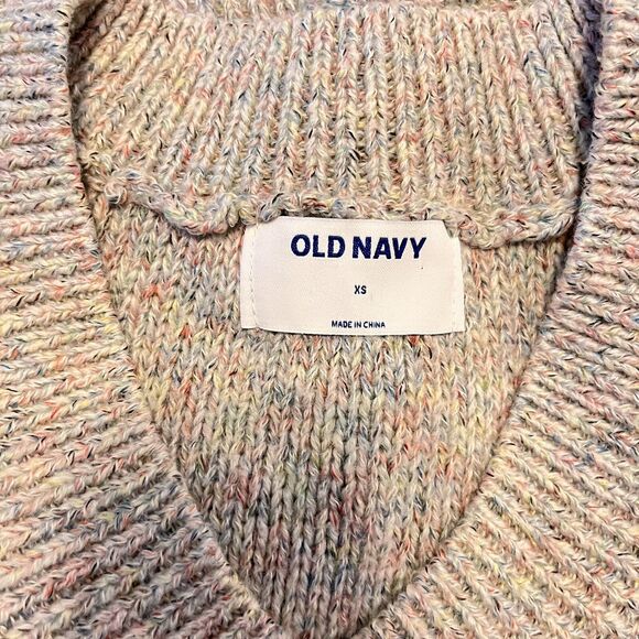 Old Navy Womens XSMALL Gray Multicolor Pullover Sweater Knit V Neck Long Sleeve - Picture 6 of 7